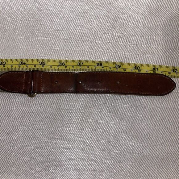 Polo Ralph Lauren Men’s Leather, Brass, and Canvas Belt, Size 38” Made In USA - Picture 11 of 13